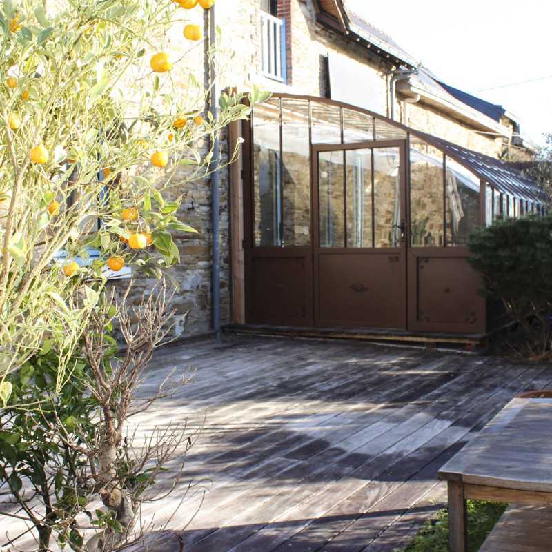 Serre à l'ancienne CHAMBORD largeur 2.80 m sur embase aluminium