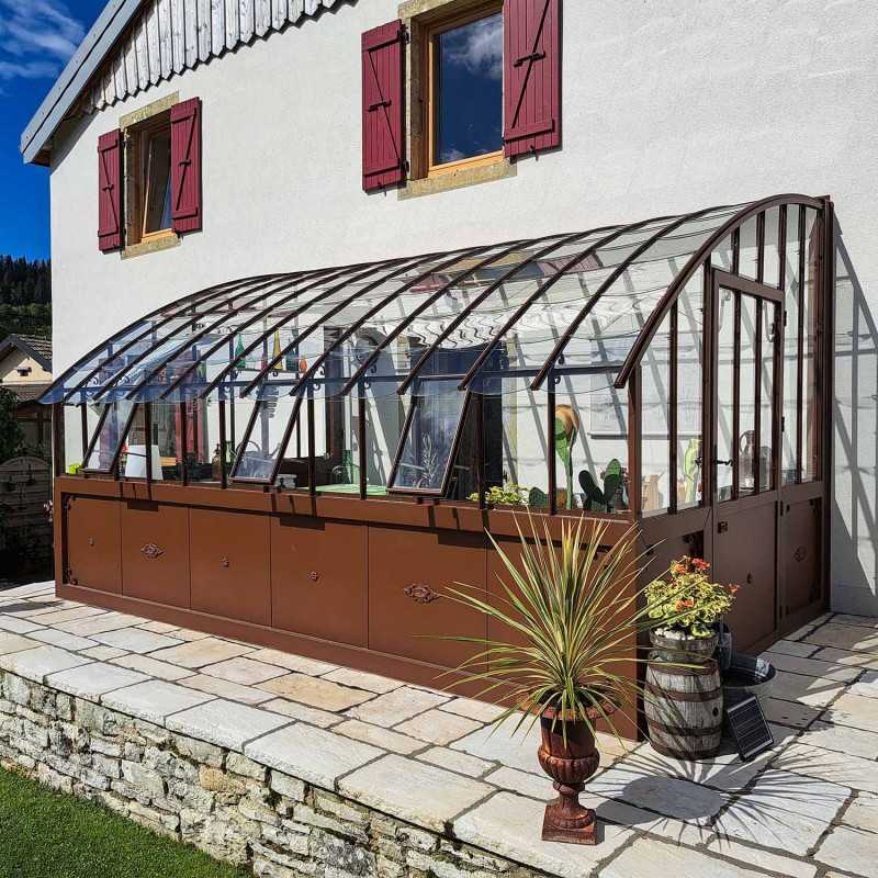 Serre à l'ancienne CHAMBORD largeur 2.80 m sur embase aluminium