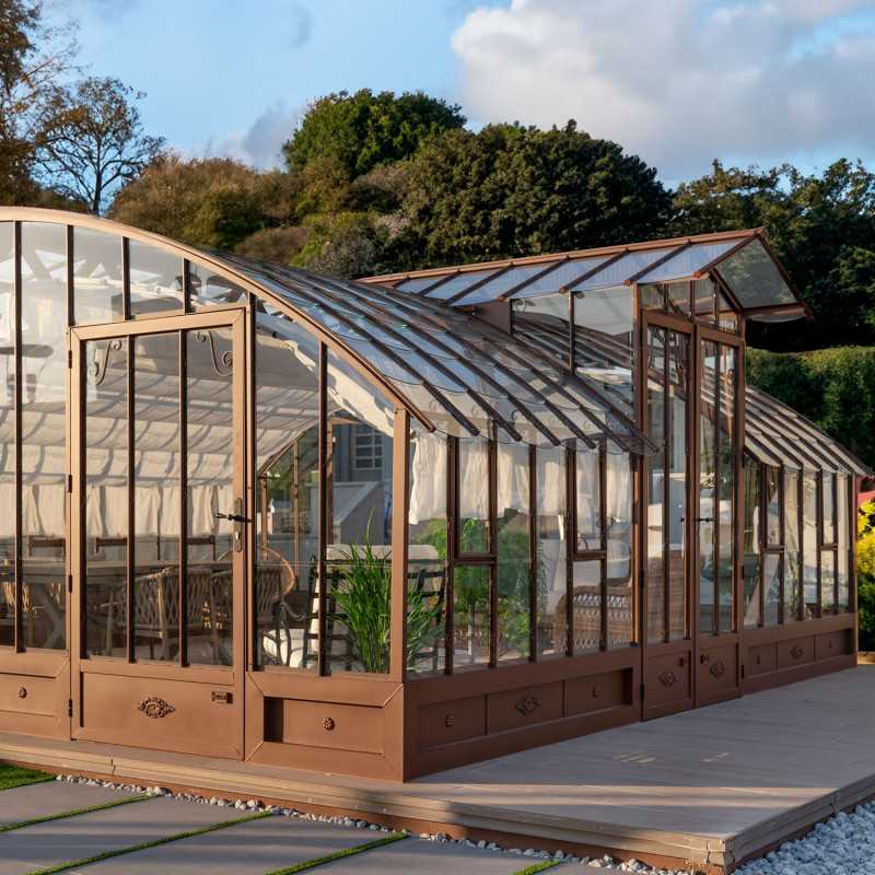 Serre à l'ancienne AMBOISE largeur 5.60 m sur embase aluminium