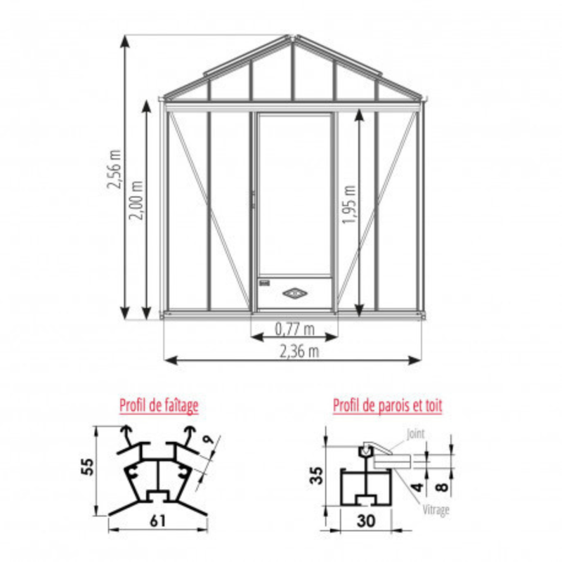 Invernadero LUXIA Retro anchura 2,36 m