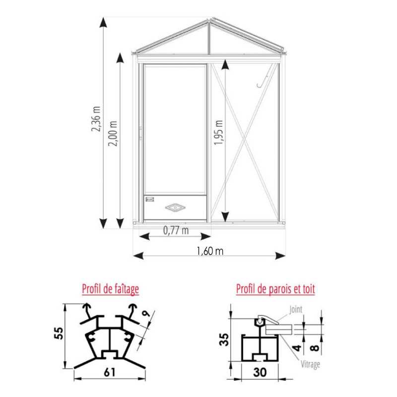 Invernadero LUXIA anchura 1,60 m