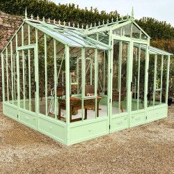 Invernadero CLASSIQUE largeur 3,50 m con buhardilla sobre base aluminio