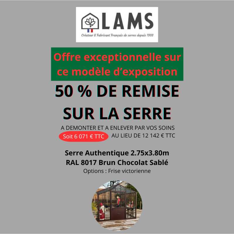 Serre reconditionnée AUTHENTIQUE largeur 2,75 x 3,80 m