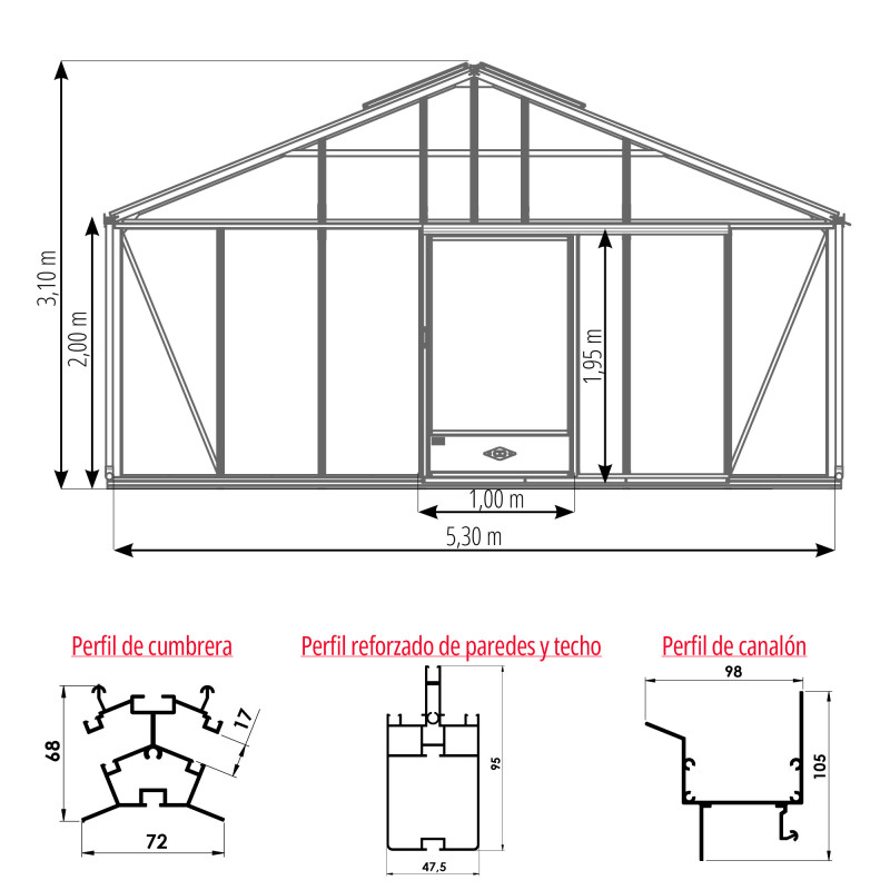 Invernadero SUPRA anchura 5,30 m