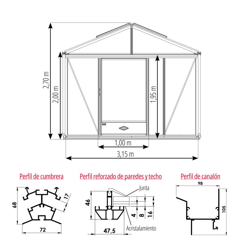 Invernadero SUPRA anchura 3,15 m