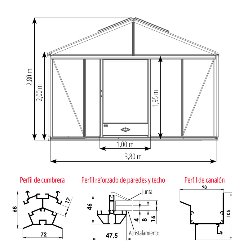 Invernadero SUPRA anchura 3,80 m