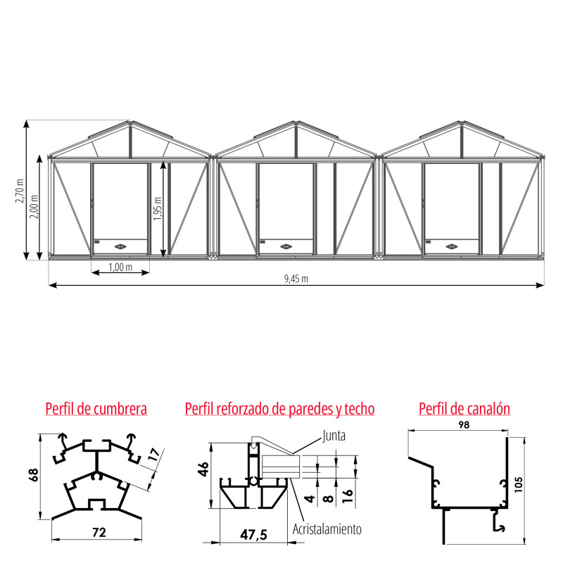Invernadero SUPRA 3 chapelles