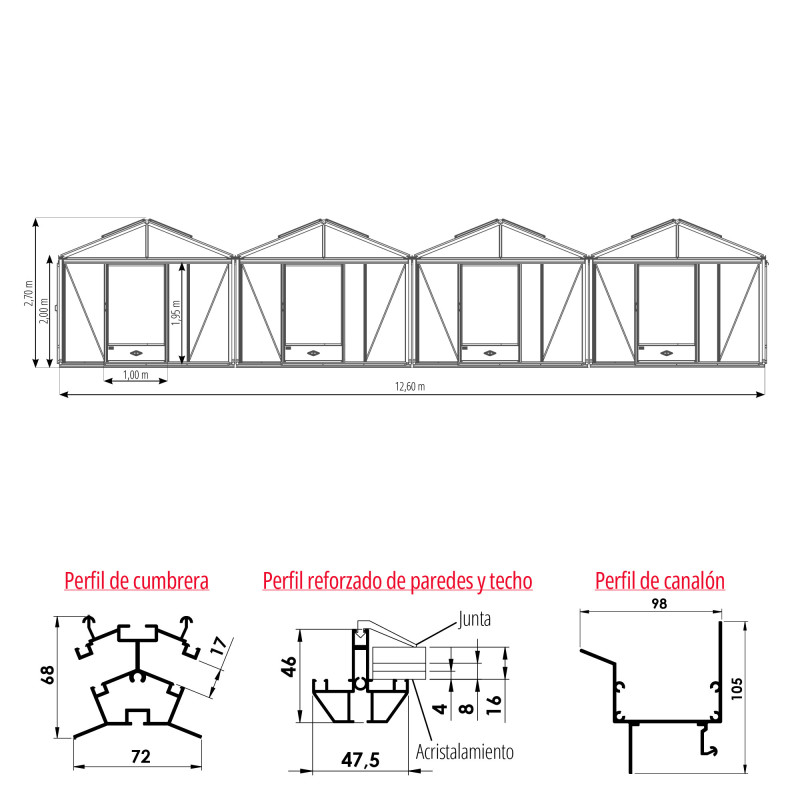 Invernadero SUPRA 4 chapelles