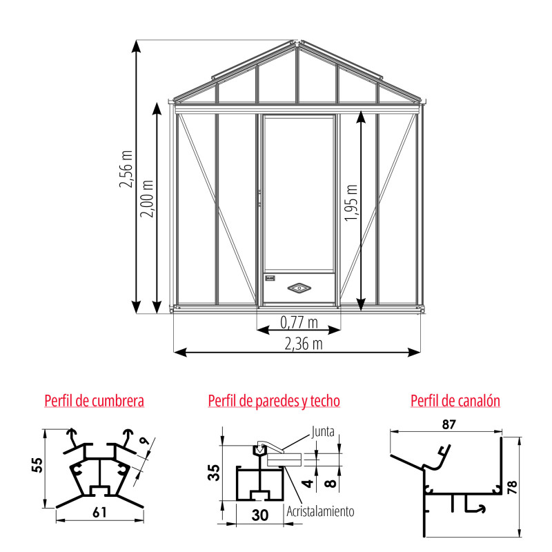 Invernadero LUXIA Retro anchura 2,36 m