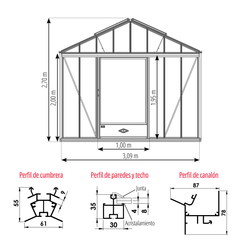 Invernadero LUXIA Retro anchura 3,09 m