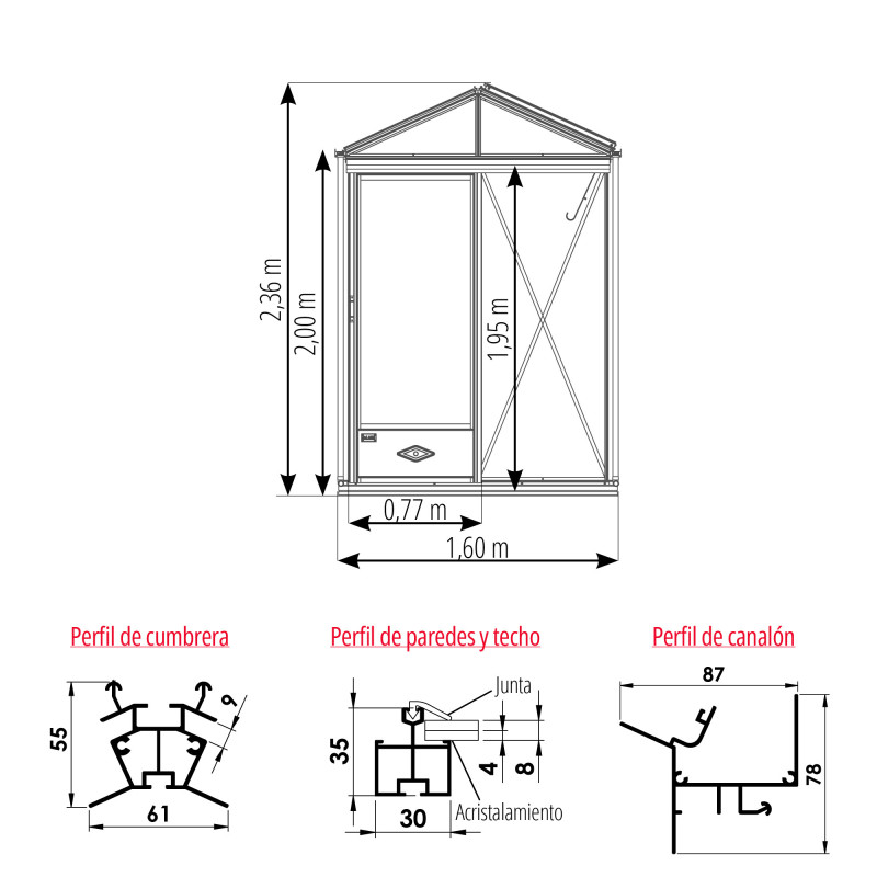 Invernadero LUXIA anchura 1,60 m