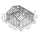 Invernadero CLASSIQUE largeur 3,50 m con buhardilla sobre base aluminio