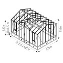 Invernadero CLASSIQUE anchura 2,75 m con buhardilla sobre base aluminio