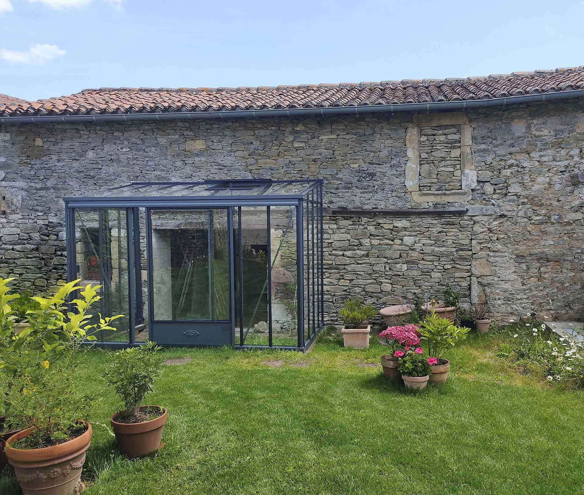 Invernadero de jardín adosado/ de una sola pendiente / mural