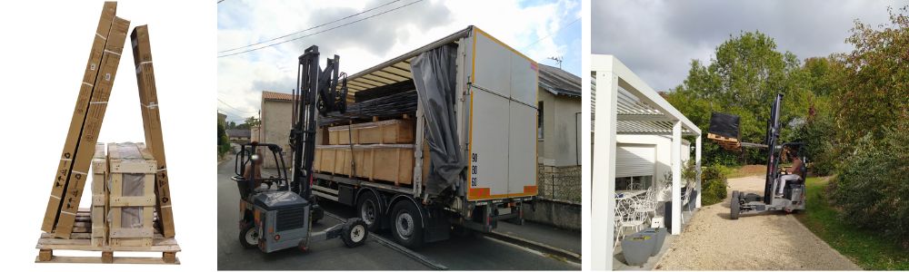 Paletización de los invernaderos Natura (foto 1), Azura et invernaderos antiguo (fotos 2 y 3). 